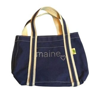 Gemline Eco Choice "Maine" Rhinestone Organic Cotton Blue‎ Canvas Mini Tote Bag